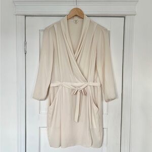 Wilfred Tie-Waist Wrap Dress with Pockets - Cream